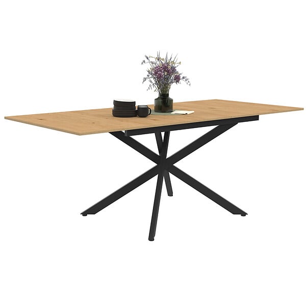 ID MARKET - Table à manger extensible rectangle INES 6-10 personnes bois et noir 160-200 cm - large