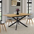 ID MARKET - Table à manger extensible rectangle INES 6-10 personnes bois et noir 160-200 cm - vignette