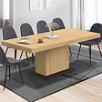 ID MARKET - Table à manger extensible rectangle EDEN 6-10 personnes bois et socle noir 160-200 cm - vignette