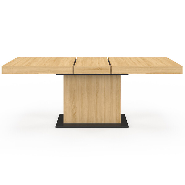 ID MARKET - Table à manger extensible rectangle EDEN 6-10 personnes bois et socle noir 160-200 cm - large