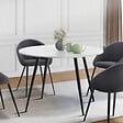 ID MARKET - Table à manger ronde AMELIA 4 personnes effet marbre blanc ALASKA pieds métal noir 110 cm - vignette