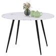 ID MARKET - Table à manger ronde AMELIA 4 personnes effet marbre blanc ALASKA pieds métal noir 110 cm - vignette