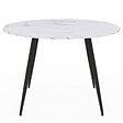ID MARKET - Table à manger ronde AMELIA 4 personnes effet marbre blanc ALASKA pieds métal noir 110 cm - vignette