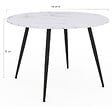 ID MARKET - Table à manger ronde AMELIA 4 personnes effet marbre blanc ALASKA pieds métal noir 110 cm - vignette
