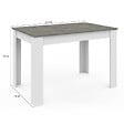ID MARKET - Table à manger rectangle ROZY 4 personnes blanc plateau effet béton 110 cm - vignette