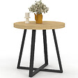 ID MARKET - Table à manger fixe ronde SELMA 4 personnes bois et noir 80 cm - vignette