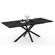 ID MARKET - Table à manger extensible rectangle ALIX 6-10 personnes pied araignée noir et plateau effet marbre noir ALASKA 160-200 cm - vignette