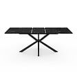 ID MARKET - Table à manger extensible rectangle ALIX 6-10 personnes pied araignée noir et plateau effet marbre noir ALASKA 160-200 cm - vignette