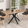 ID MARKET - Table à manger extensible rectangle ALIX 4-8 personnes pied araignée bois et noir 120 - 160 cm - vignette