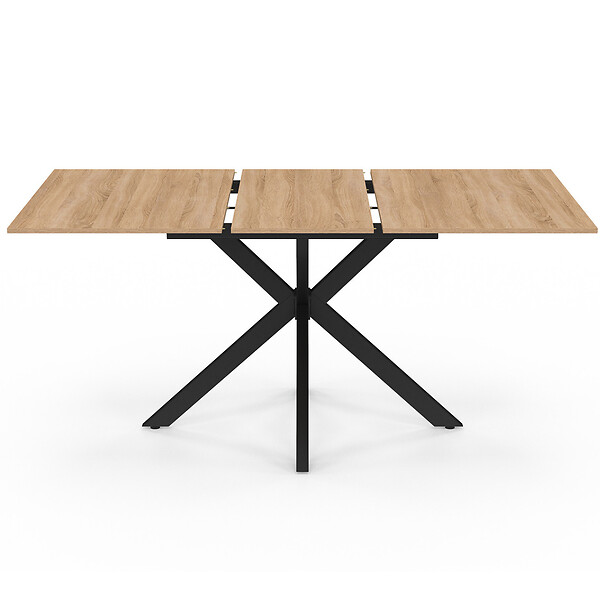 ID MARKET - Table à manger extensible rectangle ALIX 4-8 personnes pied araignée bois et noir 120 - 160 cm - large