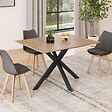 ID MARKET - Table à manger extensible rectangle ALIX 4-8 personnes pied araignée bois et noir 120 - 160 cm - vignette