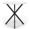 ID MARKET - Table à manger ronde ALIX 4 personnes pied araignée noir plateau effet marbre blanc ALASKA 80 cm - vignette