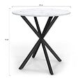 ID MARKET - Table à manger ronde ALIX 4 personnes pied araignée noir plateau effet marbre blanc ALASKA 80 cm - vignette
