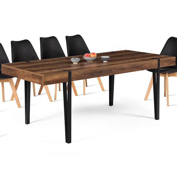 ID MARKET - Table à manger rectangle AUSTRIA 10 personnes bois pied épingle 200 cm - large