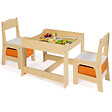 ID MARKET - Table à dessin reversible + 2 chaises GABRIEL avec bacs de rangement bois façon hêtre - vignette