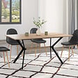 ID MARKET - Table à manger rectangle LOUISON 8 personnes bois et noir design industriel 160 cm - vignette