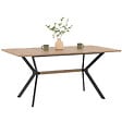 ID MARKET - Table à manger rectangle LOUISON 8 personnes bois et noir design industriel 160 cm - vignette