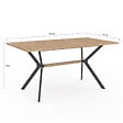 ID MARKET - Table à manger rectangle LOUISON 8 personnes bois et noir design industriel 160 cm - vignette