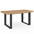ID MARKET - Table à manger extensible rectangle CASSIUS 4-8 personnes effet chevrons et pieds noirs 160-200 cm - vignette