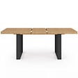 ID MARKET - Table à manger extensible rectangle CASSIUS 4-8 personnes effet chevrons et pieds noirs 160-200 cm - vignette