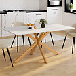 ID MARKET - Table à manger rectangle ALIX 8 personnes pied araignée bois et plateau blanc GISELE 160 cm - vignette