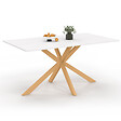 ID MARKET - Table à manger rectangle ALIX 8 personnes pied araignée bois et plateau blanc GISELE 160 cm - vignette