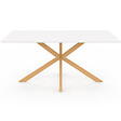 ID MARKET - Table à manger rectangle ALIX 8 personnes pied araignée bois et plateau blanc GISELE 160 cm - vignette