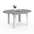 ID MARKET - Table à manger extensible ronde DONA 4-8 personnes blanc plateau effet béton 110-150 cm - vignette