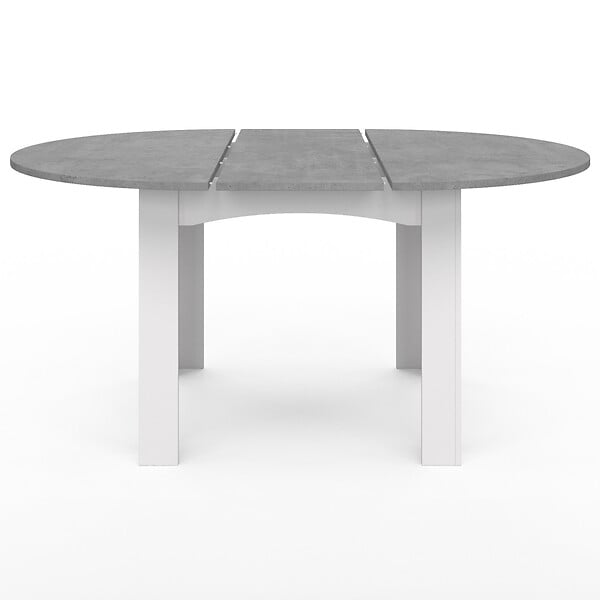 ID MARKET - Table à manger extensible ronde DONA 4-8 personnes blanc plateau effet béton 110-150 cm - large