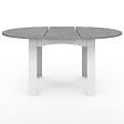 ID MARKET - Table à manger extensible ronde DONA 4-8 personnes blanc plateau effet béton 110-150 cm - vignette