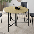 ID MARKET - Table à manger pliante ronde YAEL 4 personnes bois et noir design industriel 110 cm - vignette