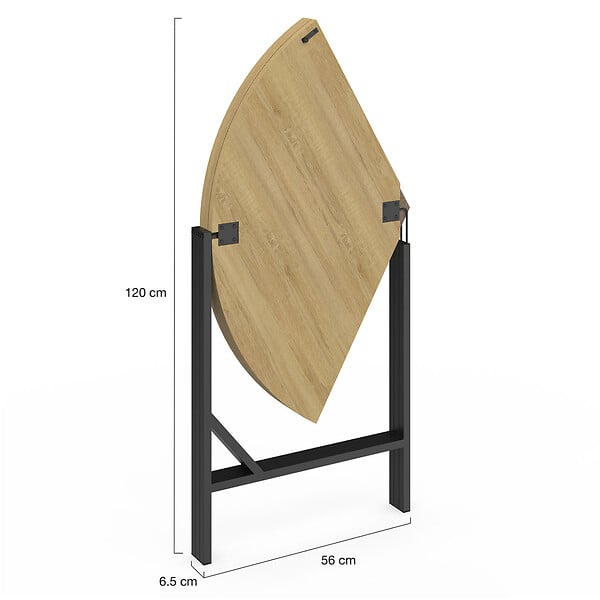 ID MARKET - Table à manger pliante ronde YAEL 4 personnes bois et noir design industriel 110 cm - large