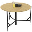 ID MARKET - Table à manger pliante ronde YAEL 4 personnes bois et noir design industriel 110 cm - vignette