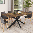 ID MARKET - Table à manger rectangle ALIX 8 personnes pied araignée noir et plateau bois foncé HAWKINS 160 cm - vignette