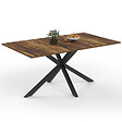 ID MARKET - Table à manger rectangle ALIX 8 personnes pied araignée noir et plateau bois foncé HAWKINS 160 cm - vignette