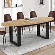 ID MARKET - Table à manger PHOENIX 8 personnes ovale 200 cm bois et noir - vignette