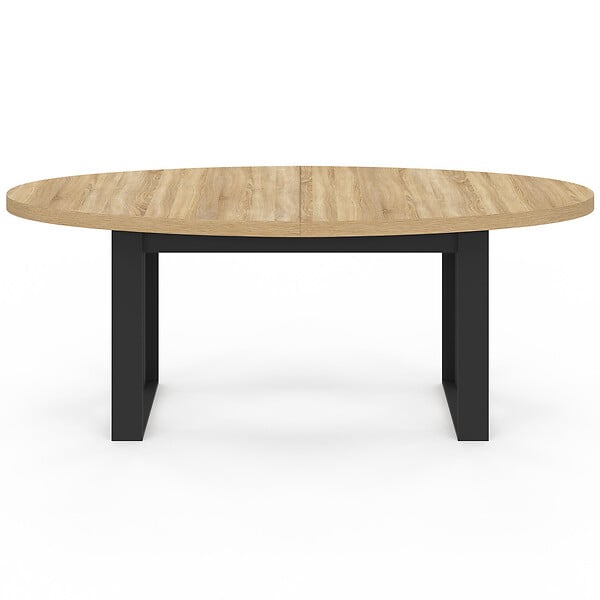 ID MARKET - Table à manger PHOENIX 8 personnes ovale 200 cm bois et noir - large
