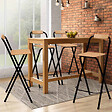 ID MARKET - Lot de 4 tabourets de bar pliants DETROIT structure noire avec assise effet bois design industriel - vignette