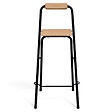 ID MARKET - Lot de 4 tabourets de bar pliants DETROIT structure noire avec assise effet bois design industriel - vignette