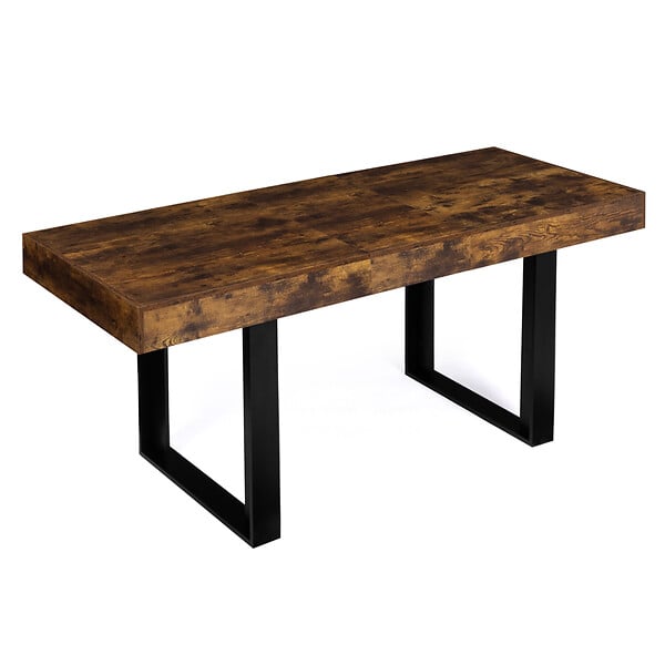 ID MARKET - Table à manger extensible rectangle PHOENIX 4-8 personnes bois effet vieilli et noir 160-200 cm - large