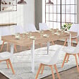 ID MARKET - Table à manger extensible rectangle AUSTRIA 6-10 personnes bois pied épingle blanc 160-200 cm - vignette