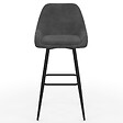 ID MARKET - Lot de 4 tabourets de bar THALYA en velours gris foncé avec demi-accoudoirs - vignette