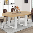 ID MARKET - Table à manger extensible ronde PHOENIX 4-6 personnes bois et blanc 110-150 cm - vignette