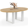 ID MARKET - Table à manger extensible ronde PHOENIX 4-6 personnes bois et blanc 110-150 cm - vignette