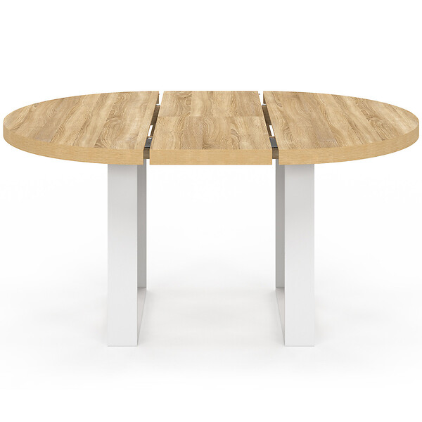 ID MARKET - Table à manger extensible ronde PHOENIX 4-6 personnes bois et blanc 110-150 cm - large