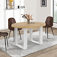 ID MARKET - Table à manger extensible ronde PHOENIX 4-6 personnes bois et blanc 110-150 cm - vignette