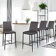 ID MARKET - Lot de 4 tabourets ROMANE en PVC gris design contemporain chaises de bar rembourrées - vignette