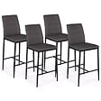 ID MARKET - Lot de 4 tabourets ROMANE en PVC gris design contemporain chaises de bar rembourrées - vignette