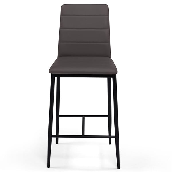 ID MARKET - Lot de 4 tabourets ROMANE en PVC gris design contemporain chaises de bar rembourrées - large
