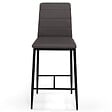 ID MARKET - Lot de 4 tabourets ROMANE en PVC gris design contemporain chaises de bar rembourrées - vignette